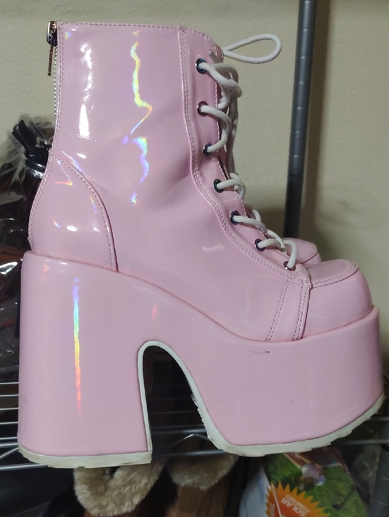Demonia Shoes - Demonia Pink Patent Platform Boots